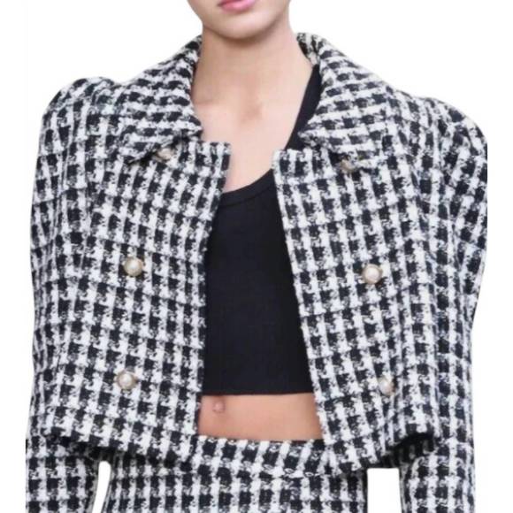 NEW KATIE J NYC plaid jacket and shorts set in black and white - Picture 3 of 3